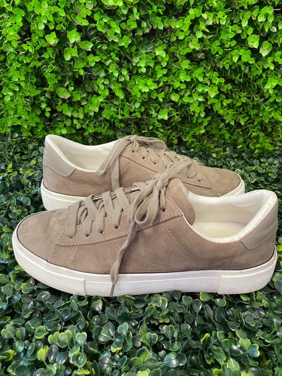 Taupe Suede Low-Top Sneakers