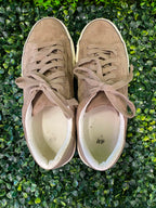 Taupe Suede Low-Top Sneakers