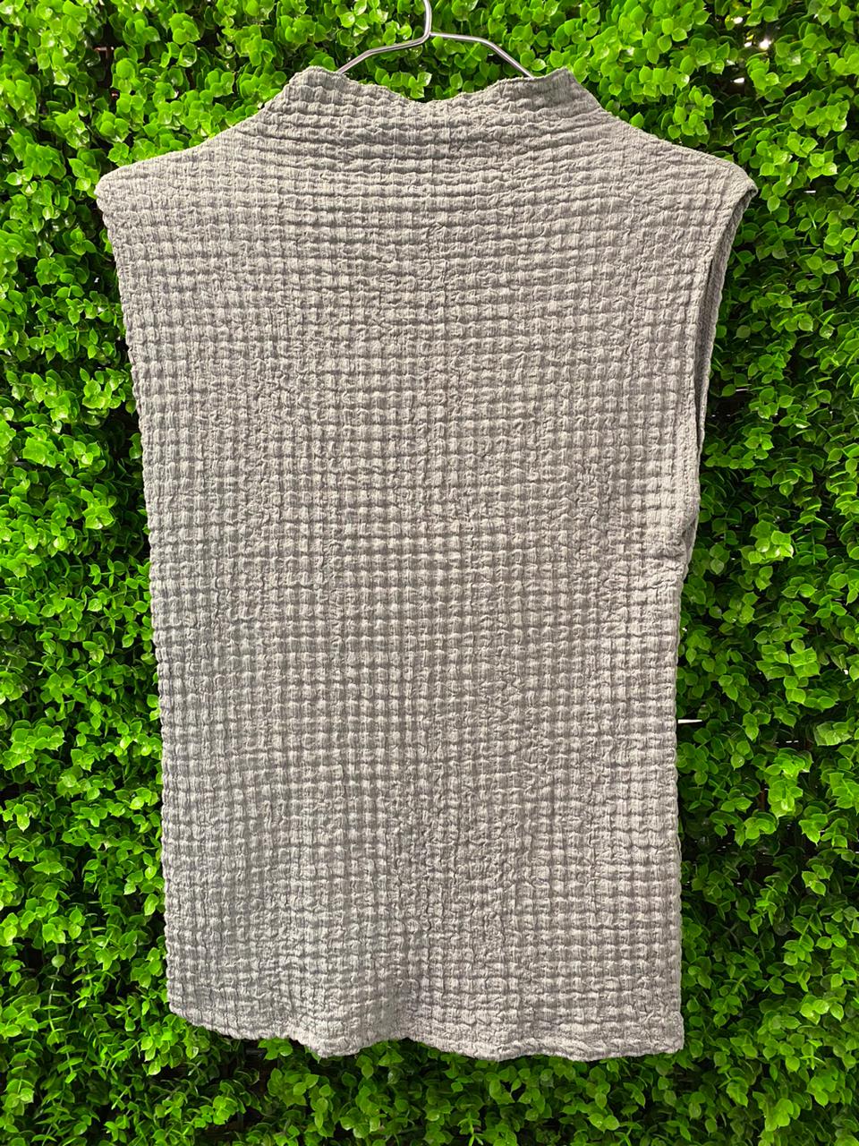 Zara Grey Textured Sleeveless Top