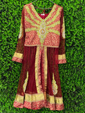 Burgundy & Gold Embroidered Traditional Maxi Dress