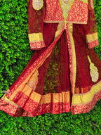Burgundy & Gold Embroidered Traditional Maxi Dress