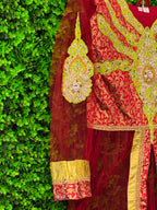 Burgundy & Gold Embroidered Traditional Maxi Dress