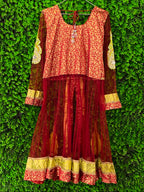 Burgundy & Gold Embroidered Traditional Maxi Dress