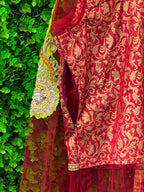 Burgundy & Gold Embroidered Traditional Maxi Dress