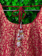 Burgundy & Gold Embroidered Traditional Maxi Dress