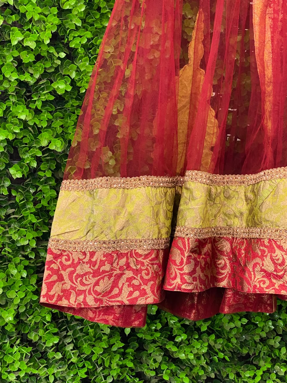 Burgundy & Gold Embroidered Traditional Maxi Dress
