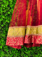Burgundy & Gold Embroidered Traditional Maxi Dress