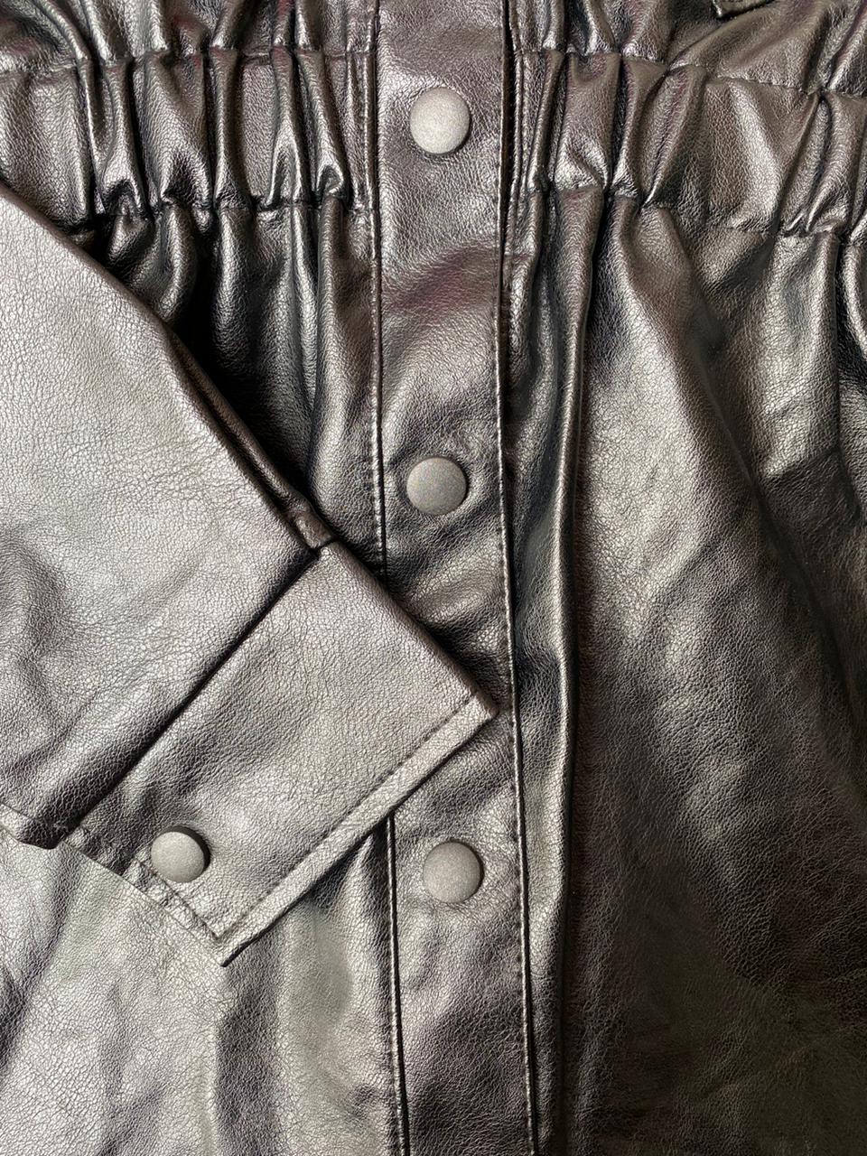 Black Faux Leather Peplum Jacket