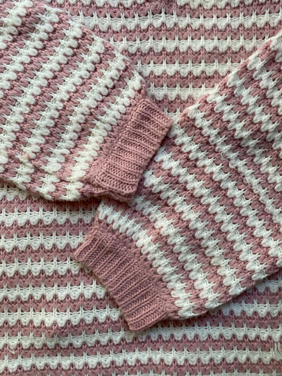 Blush & Ivory Chevron Knit V-Neck Sweater