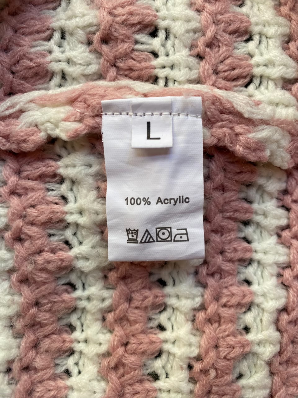 Blush & Ivory Chevron Knit V-Neck Sweater