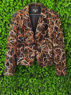 Black & Brown Abstract-Print Tailored Blazer