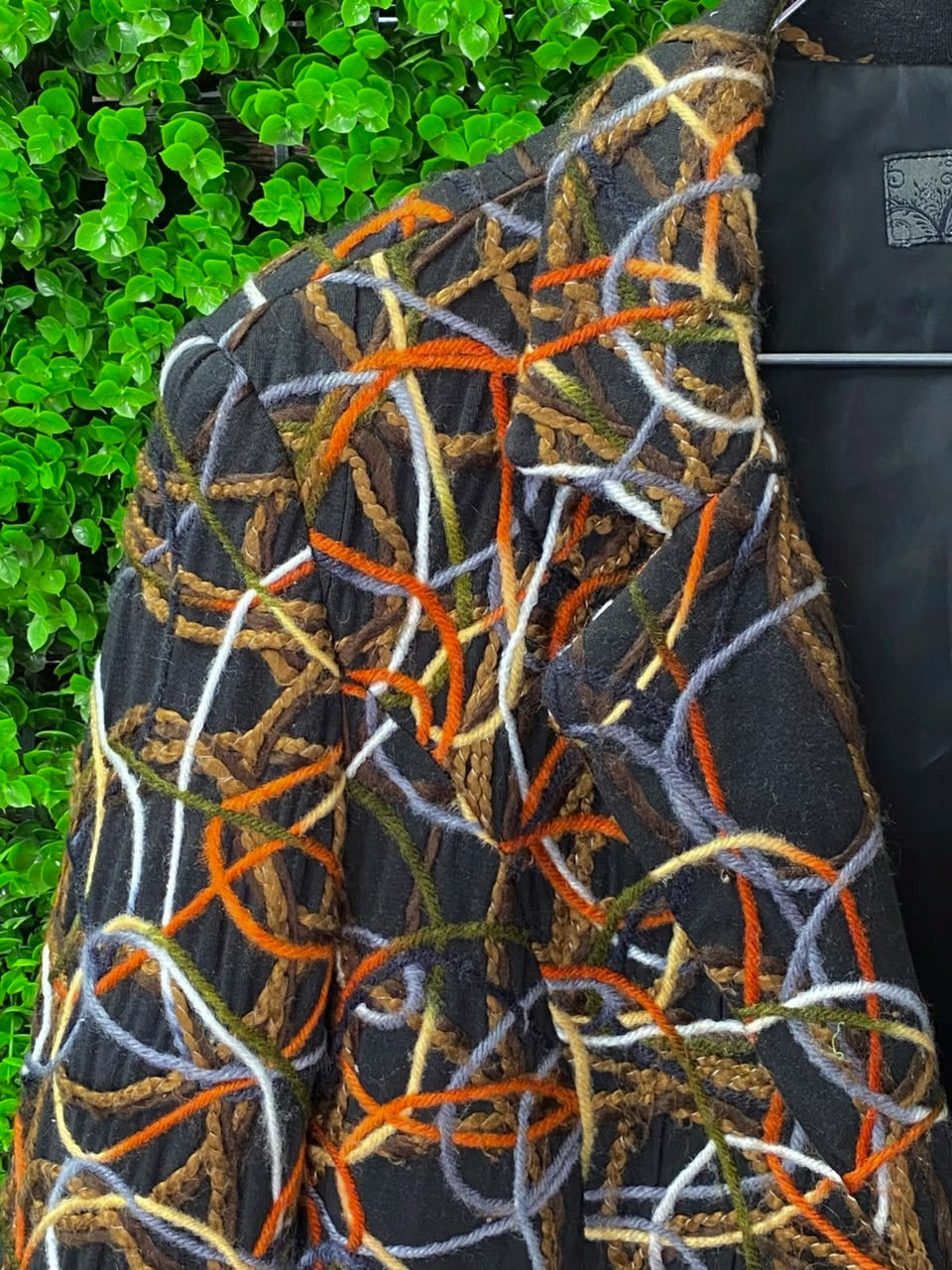 Black & Brown Abstract-Print Tailored Blazer