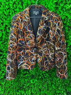 Black & Brown Abstract-Print Tailored Blazer