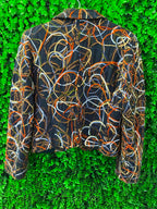 Black & Brown Abstract-Print Tailored Blazer