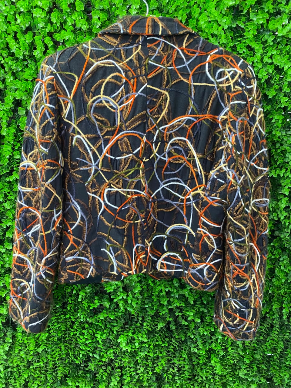 Black & Brown Abstract-Print Tailored Blazer