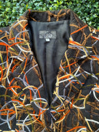 Black & Brown Abstract-Print Tailored Blazer