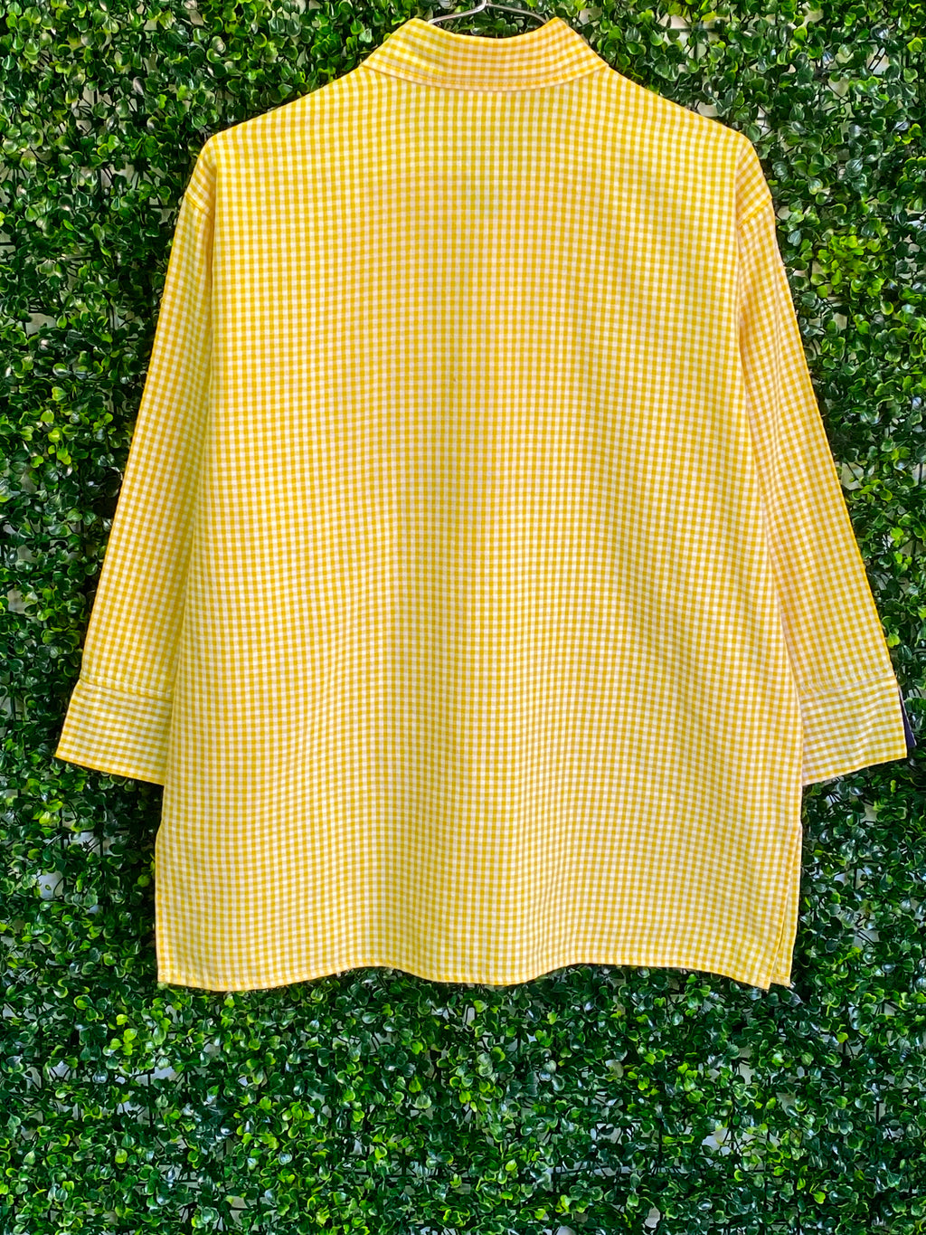 Cotton Connection Yellow Gingham Heart Print Blouse — detail