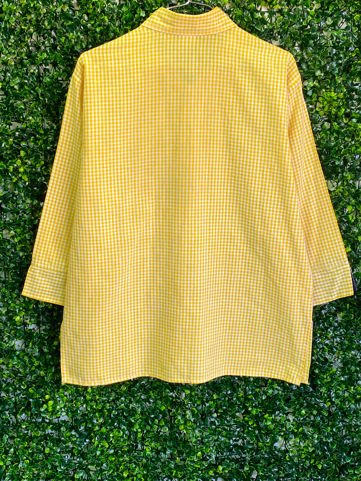 Cotton Connection Yellow Gingham Heart Print Blouse — detail