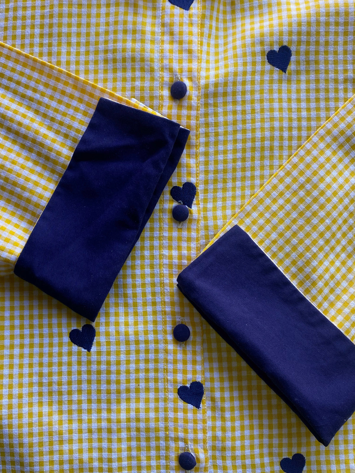 Cotton Connection Yellow Gingham Heart Print Blouse — detail