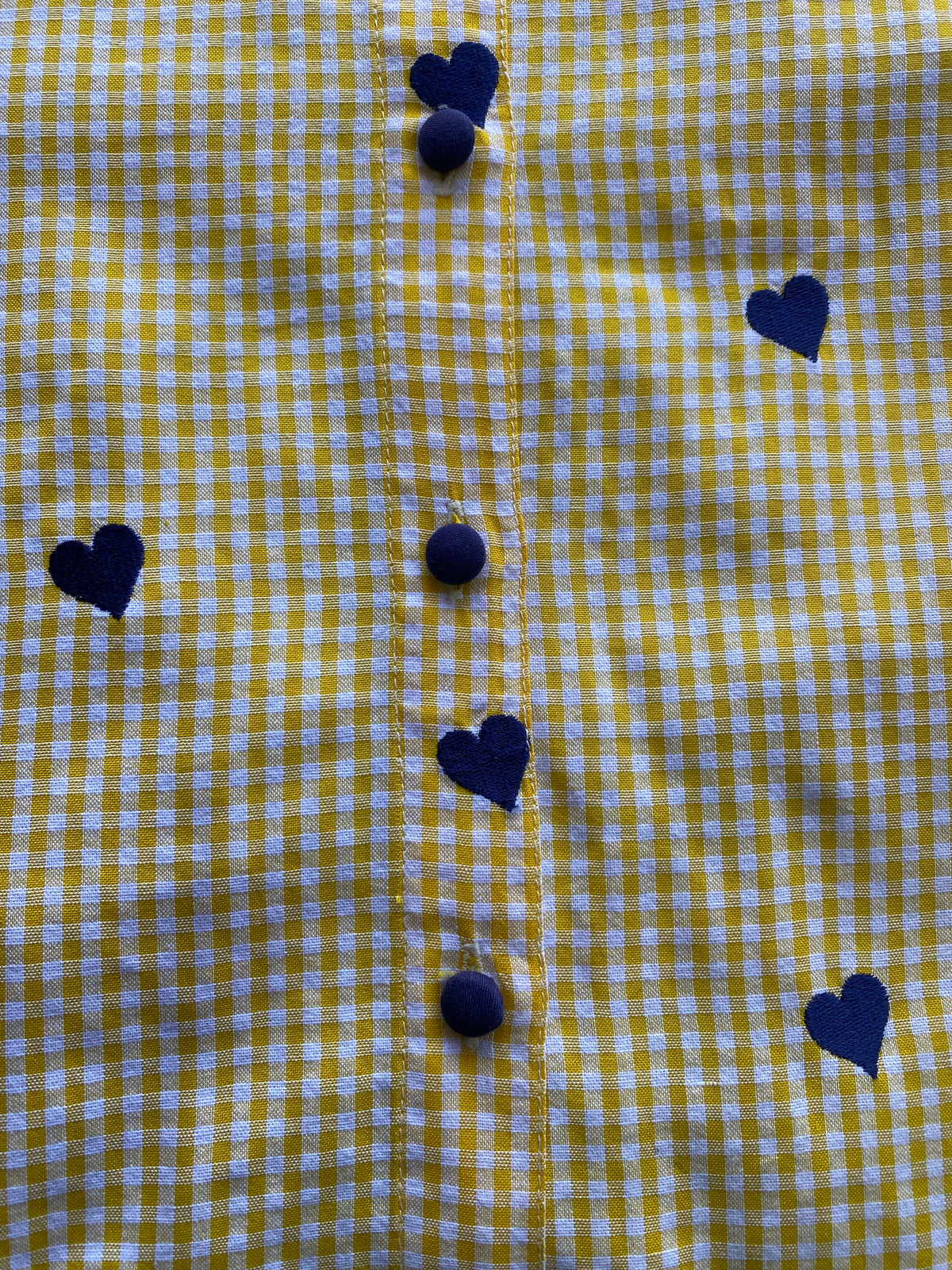 Cotton Connection Yellow Gingham Heart Print Blouse — detail