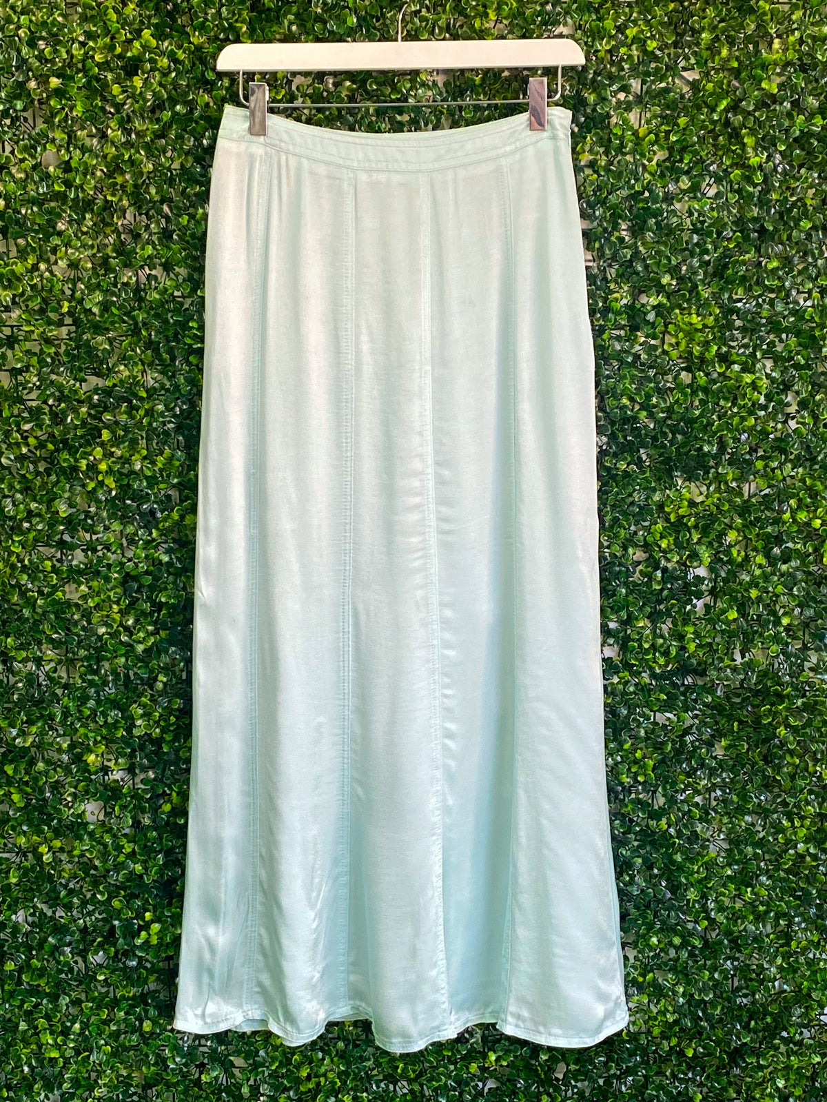 Pale Mint Floaty Maxi Skirt — front