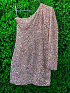 Blush Pink Sequin One-Shoulder Dress