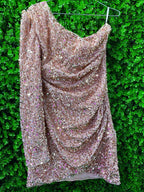 Blush Pink Sequin One-Shoulder Dress