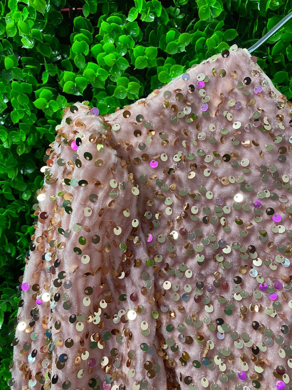 Blush Pink Sequin One-Shoulder Dress