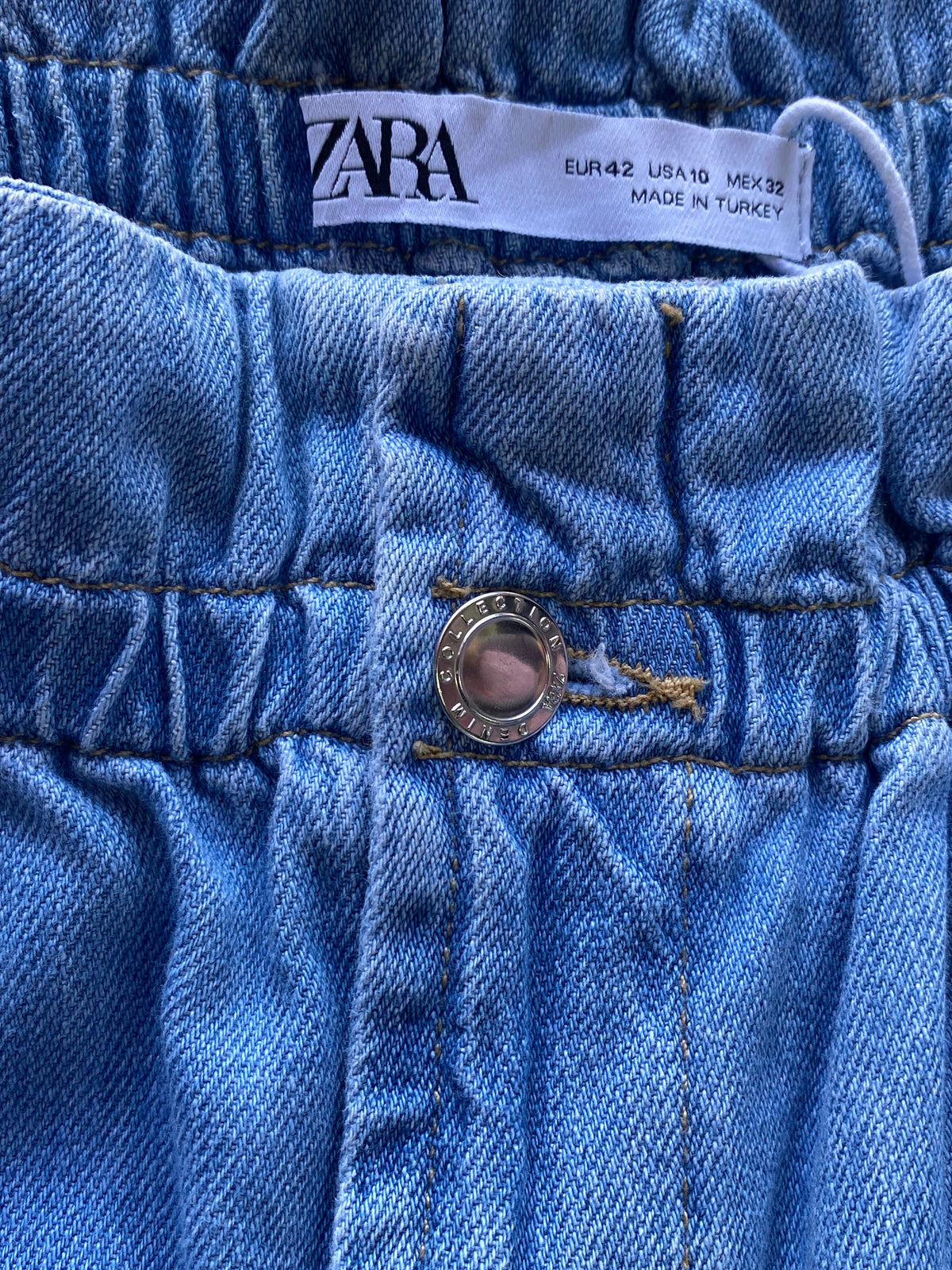 Zara Light Blue Paperbag Jogger Trousers — brand
