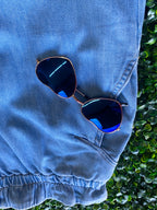 Zara Light Blue Paperbag Jogger Trousers — detail