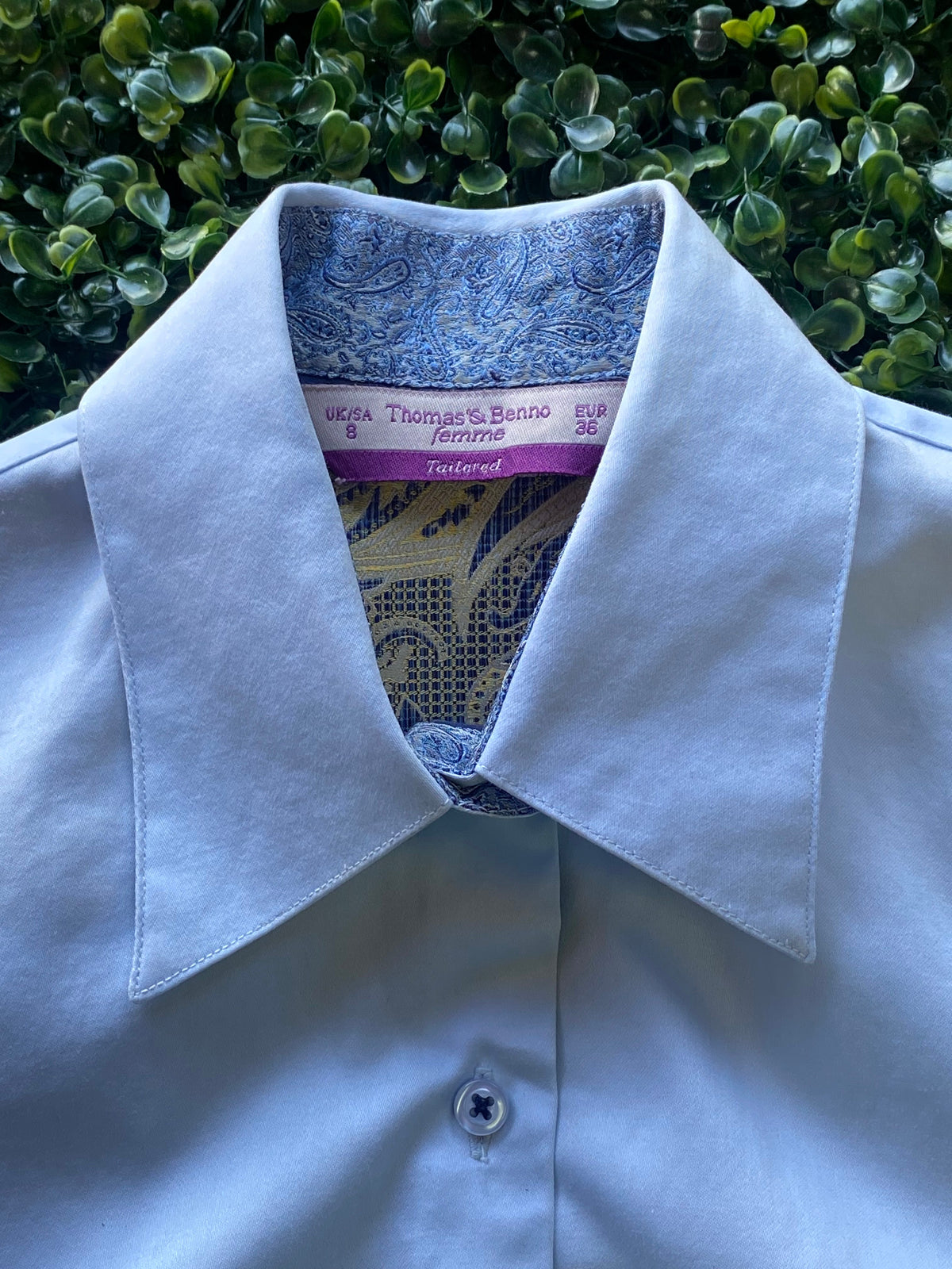 White Paisley-Trim Tailored Shirt — brand