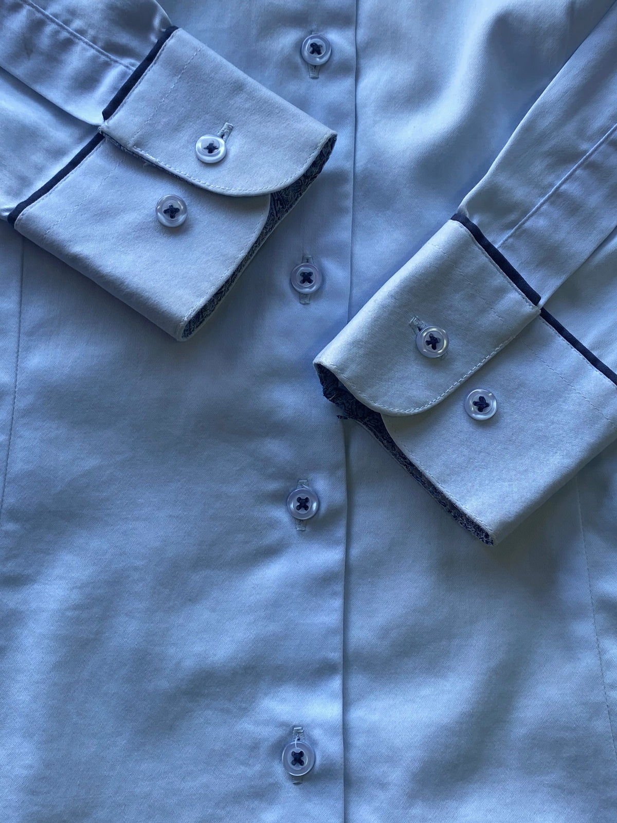 White Paisley-Trim Tailored Shirt — detail
