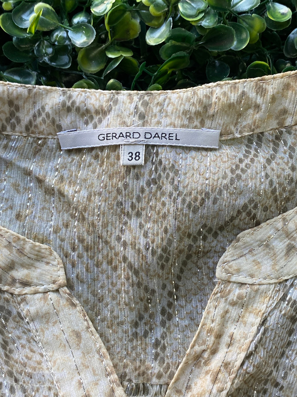 Gerard Darel Cream Printed Short-Sleeve Blouse — brand
