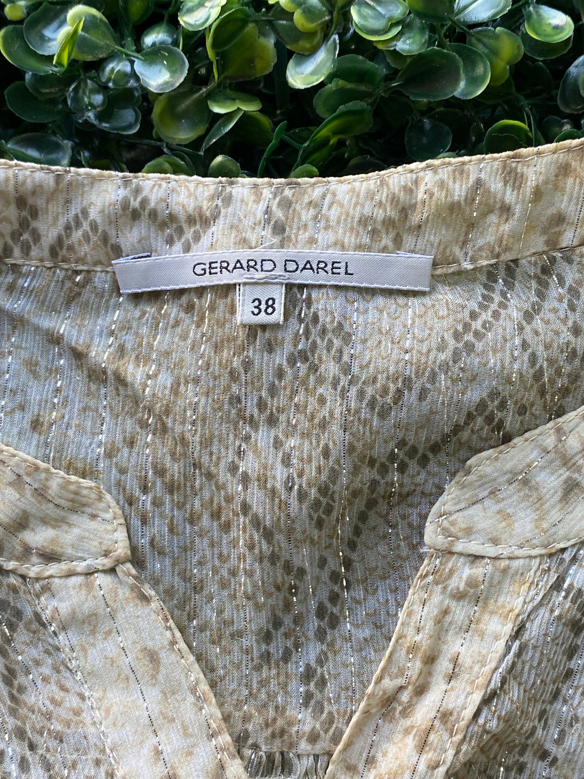Gerard Darel Cream Printed Short-Sleeve Blouse — brand