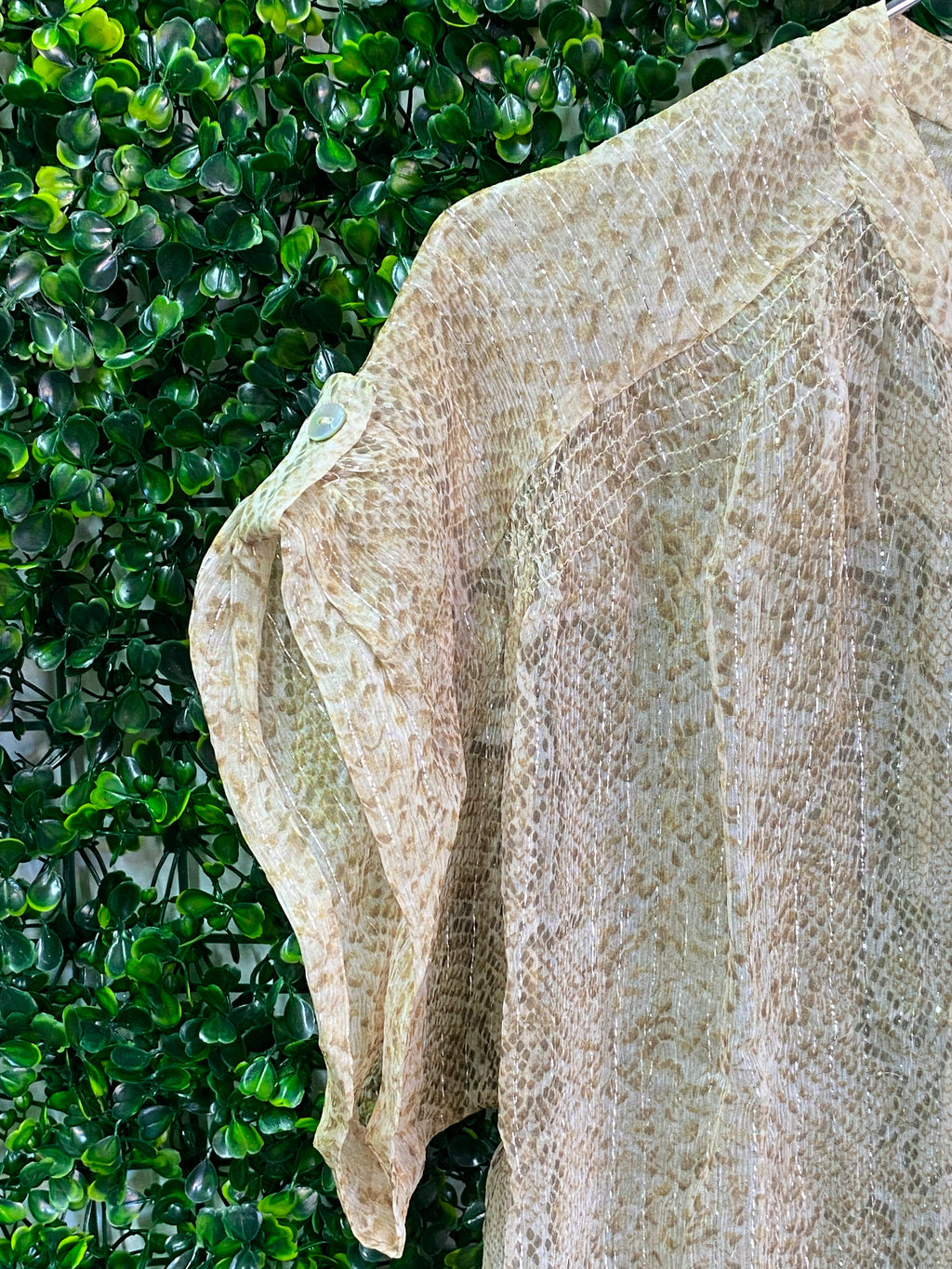 Gerard Darel Cream Printed Short-Sleeve Blouse — detail