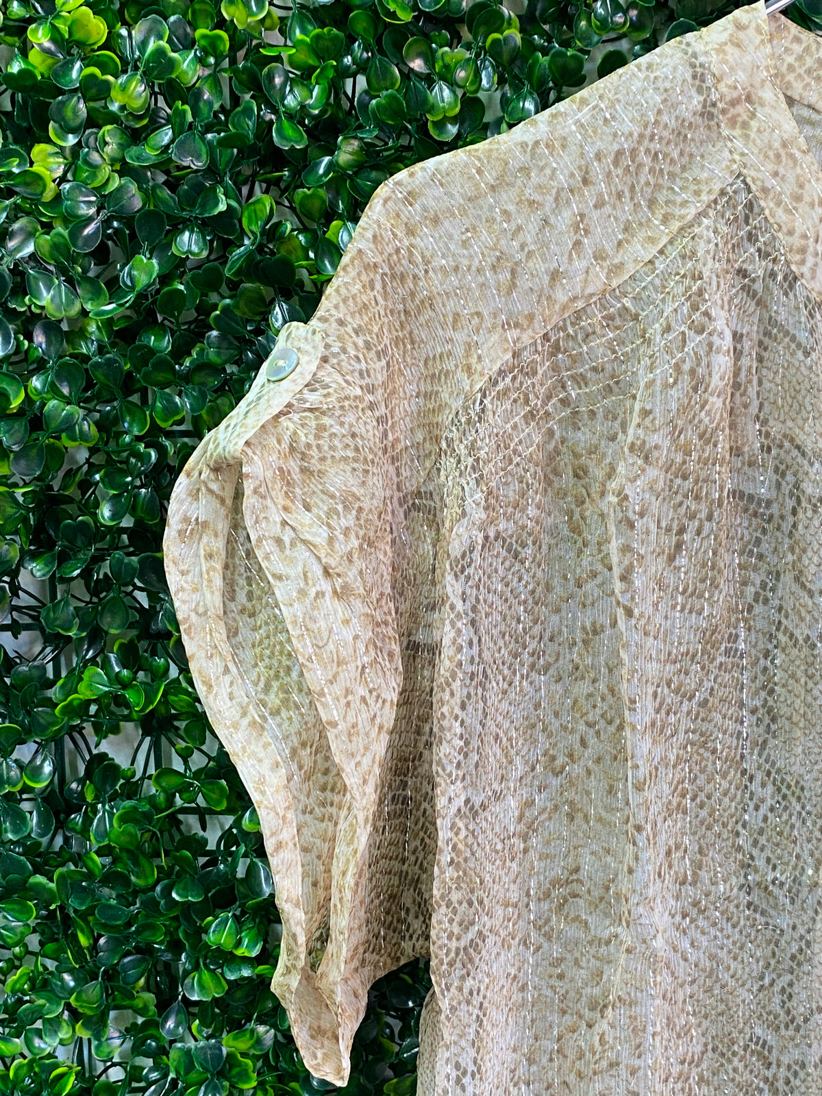 Gerard Darel Cream Printed Short-Sleeve Blouse — detail