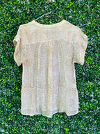 Gerard Darel Cream Printed Short-Sleeve Blouse — detail