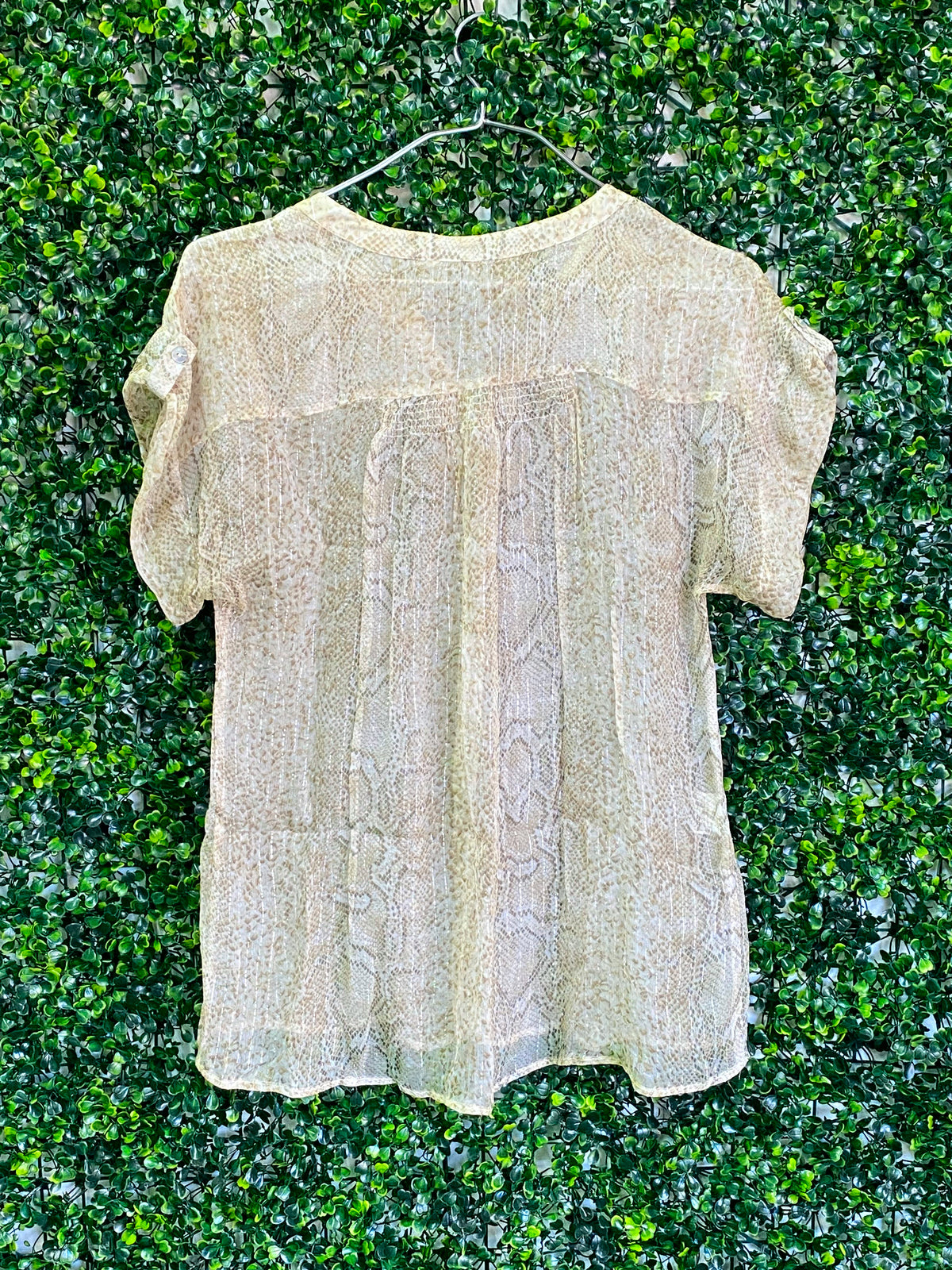Gerard Darel Cream Printed Short-Sleeve Blouse — detail