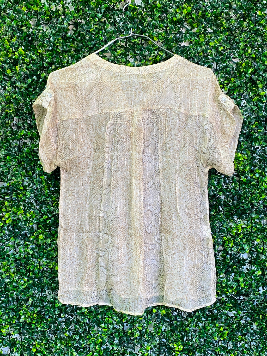 Gerard Darel Cream Printed Short-Sleeve Blouse — detail