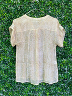 Gerard Darel Cream Printed Short-Sleeve Blouse — detail