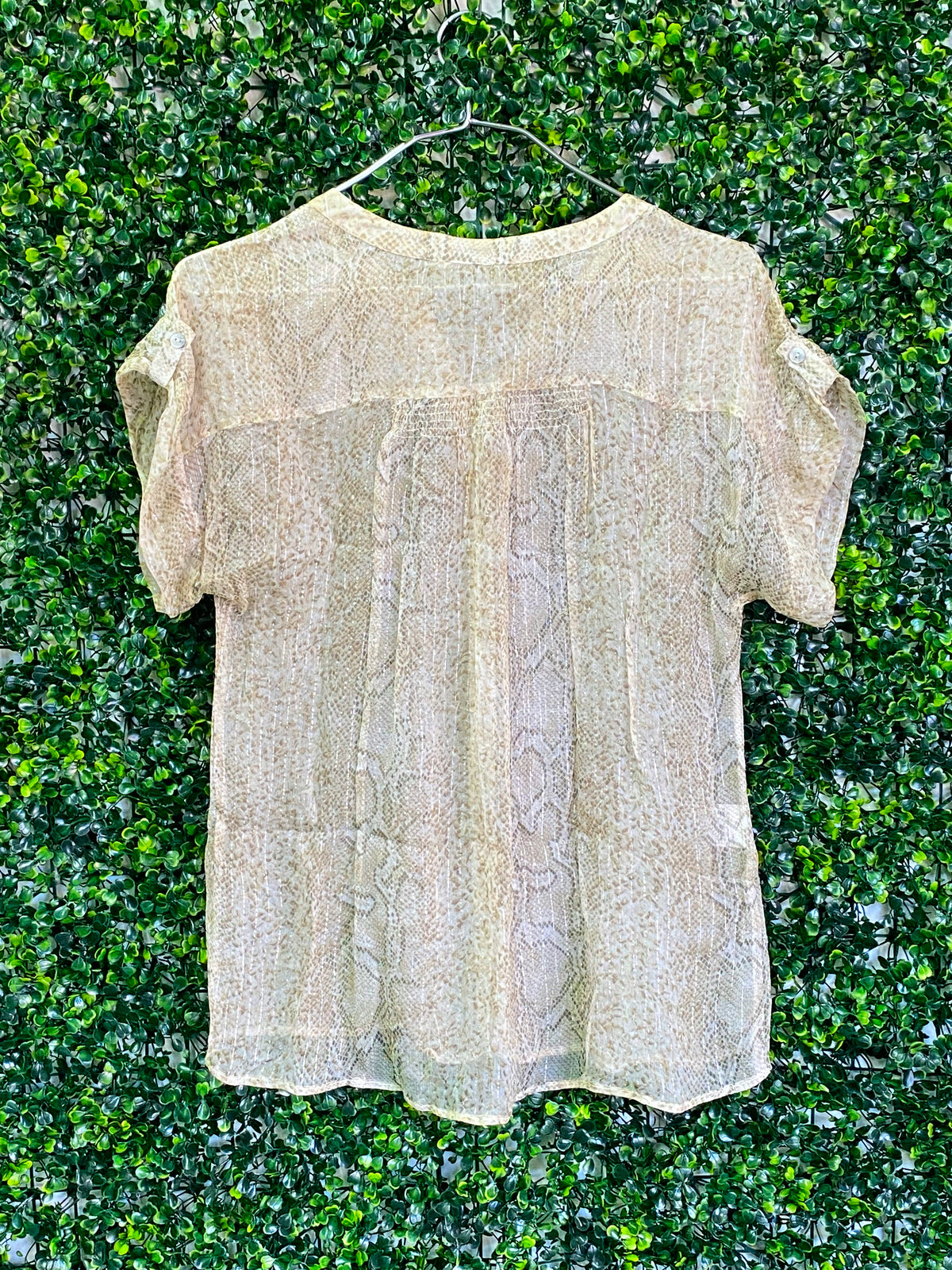 Gerard Darel Cream Printed Short-Sleeve Blouse — detail