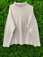 Superbalist Cream Oversized Mock-Neck Knit Pullover