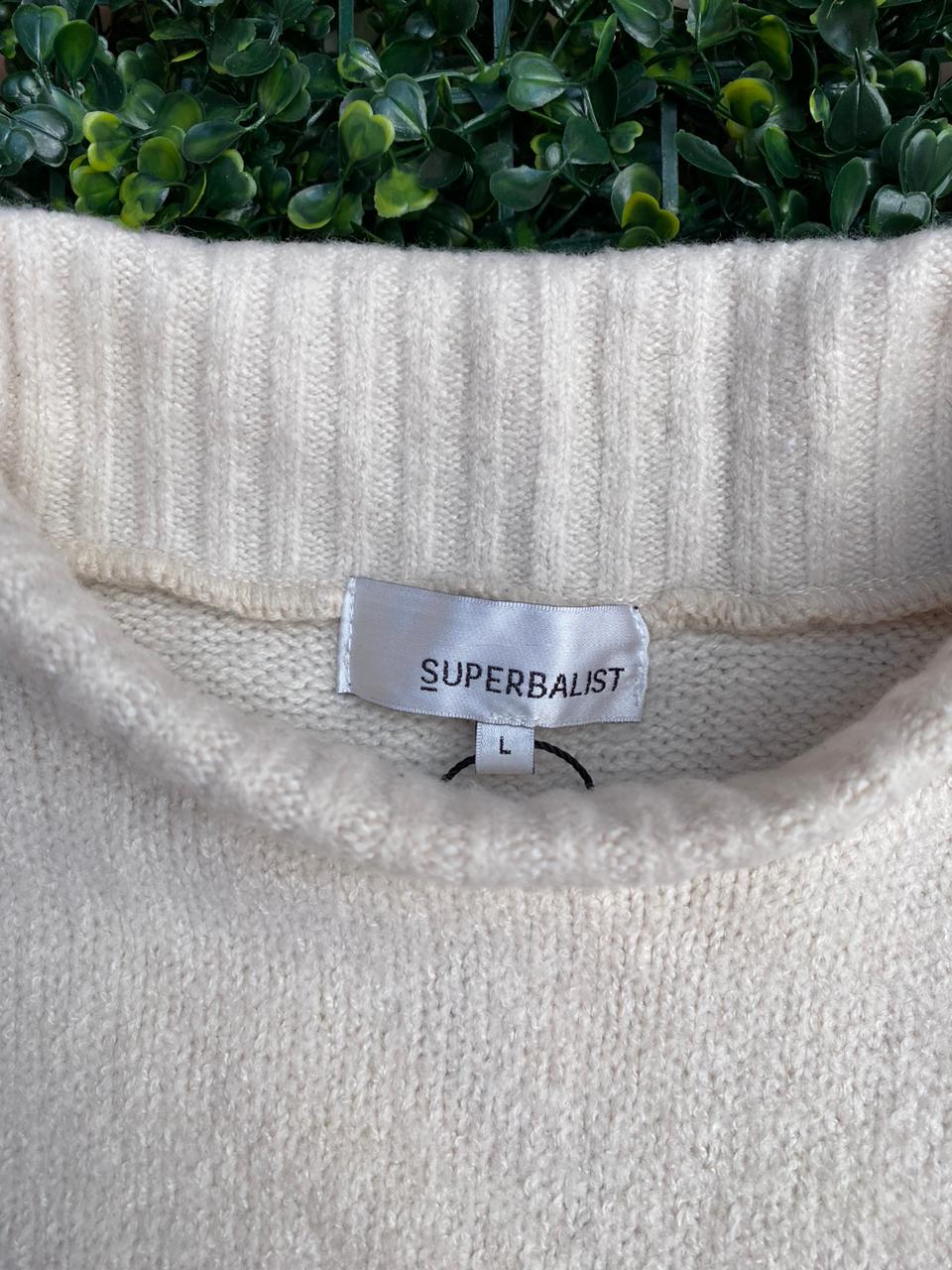 Superbalist Cream Oversized Mock-Neck Knit Pullover