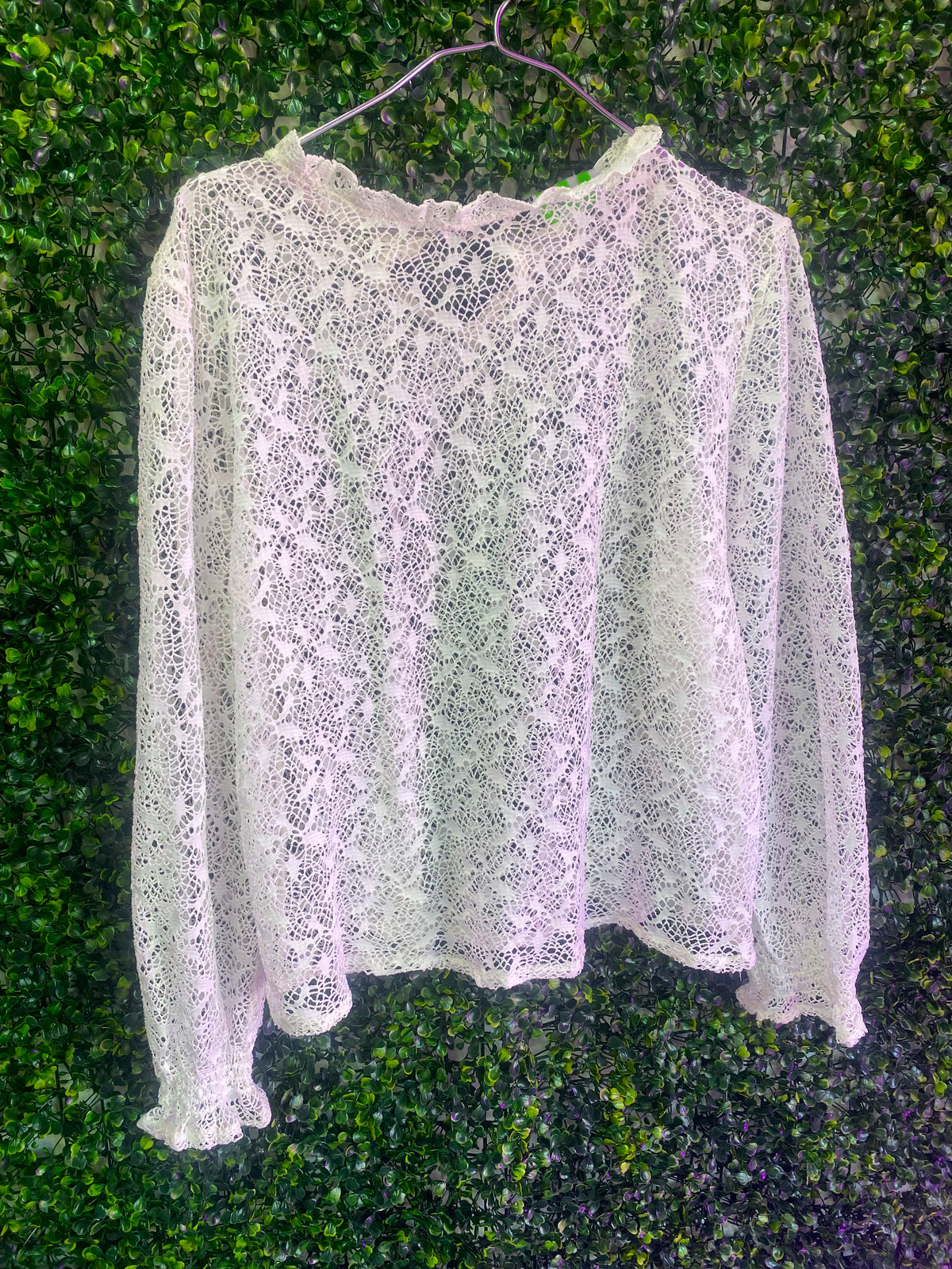 Amari Cream Lace Long Sleeve Blouse — detail