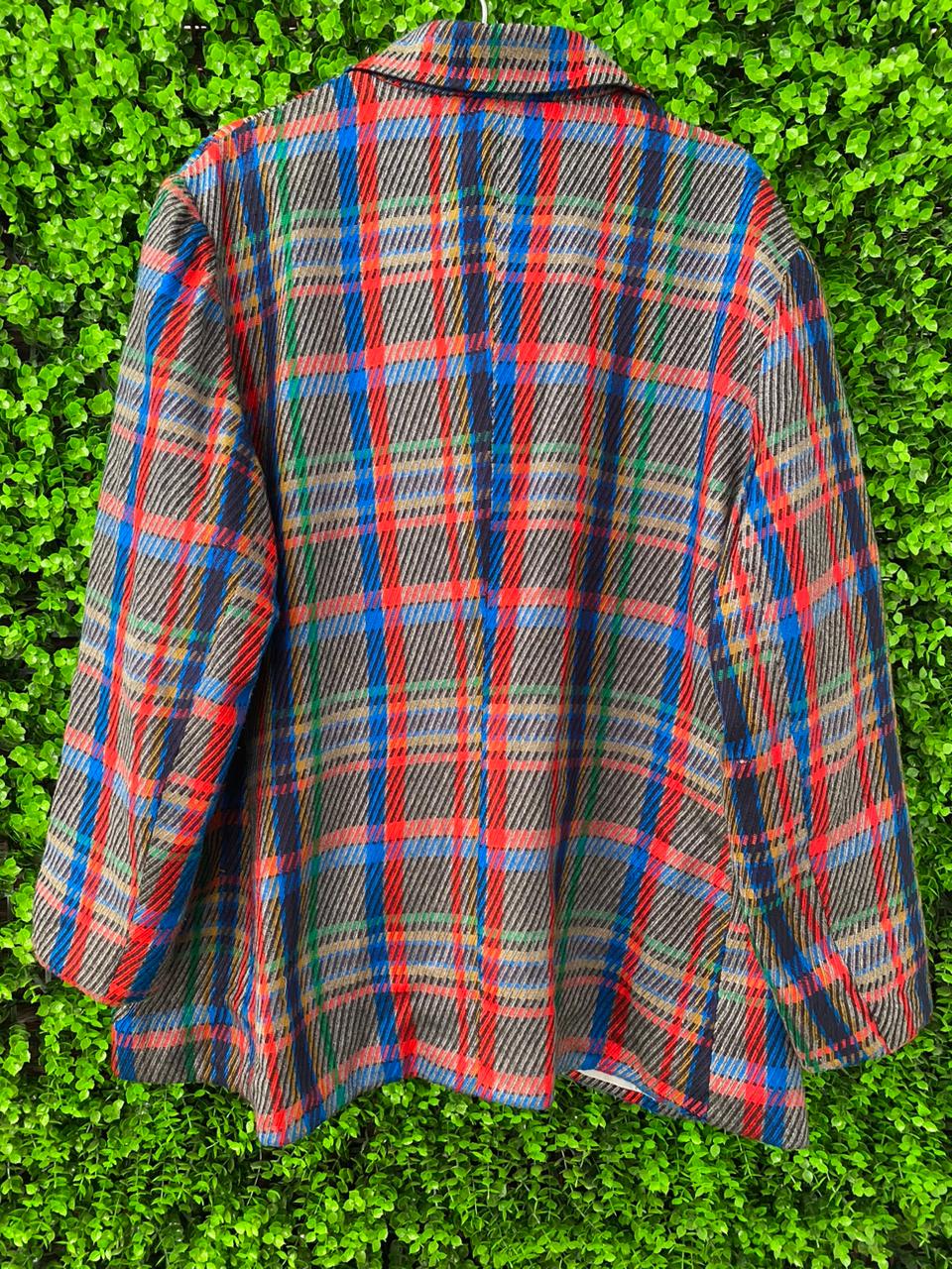 Bold Multicolour Plaid Cropped Jacket