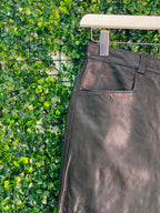 Black Valenti Leather Straight-Leg Trousers — detail
