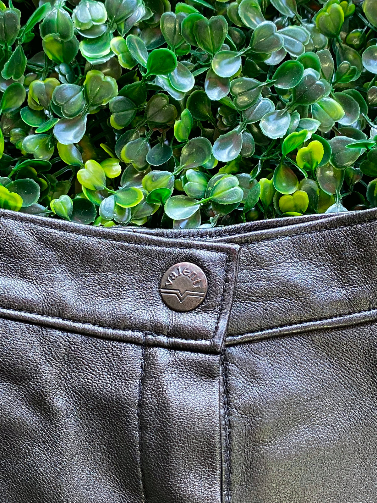 Black Valenti Leather Straight-Leg Trousers — detail