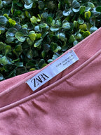 Zara Dusty Rose One-Shoulder Ruched Maxi Dress — brand