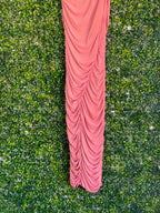 Zara Dusty Rose One-Shoulder Ruched Maxi Dress — detail
