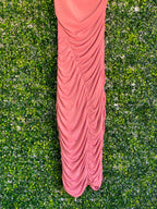 Zara Dusty Rose One-Shoulder Ruched Maxi Dress — detail